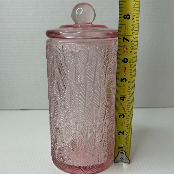 Lifestyle Products Pink Embossed Glass Container Jar With Lid - Picture 9 of 9